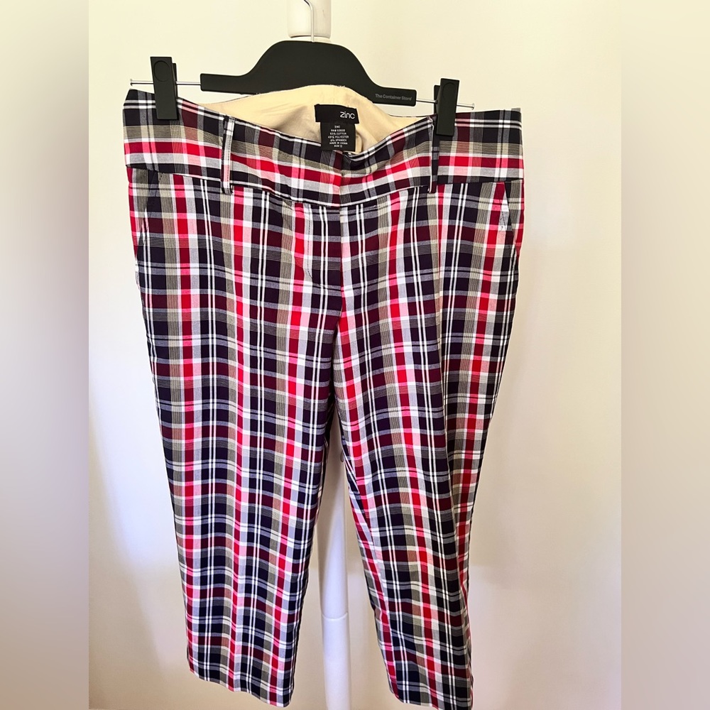 Zinc Brand womens Brand Capri Crop Preppy Plaid Madras Pants